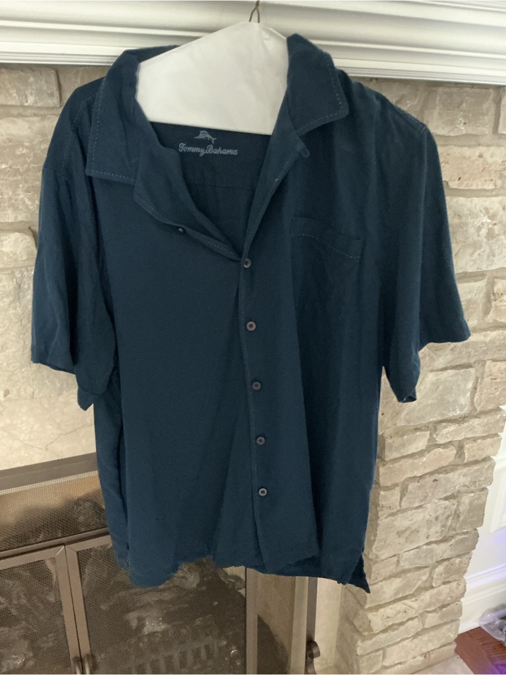 Tommy Bahama Deep Navy Short-Sleeve Button-Down Shirt silk
